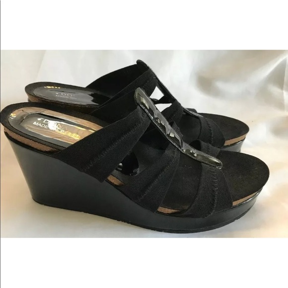 donald pliner black wedge sandals